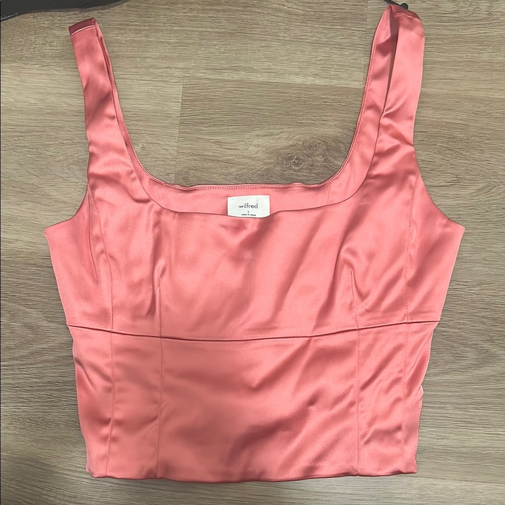 Wilfred Pink Fitted Bustier Crop Tank Top